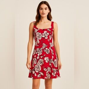NWT Jones Wear Dress Red‎ Floral Fit & Flare Sleeveless Size 14 Party Wedding